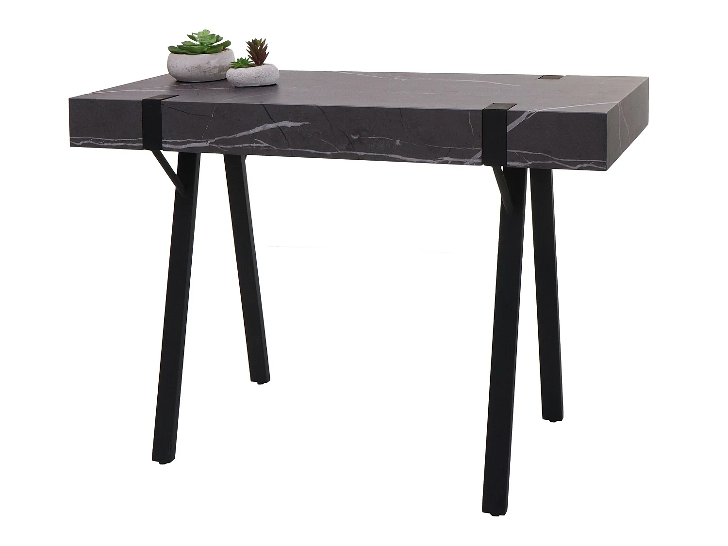 Table console MCW-L54,  aspect marbre gris