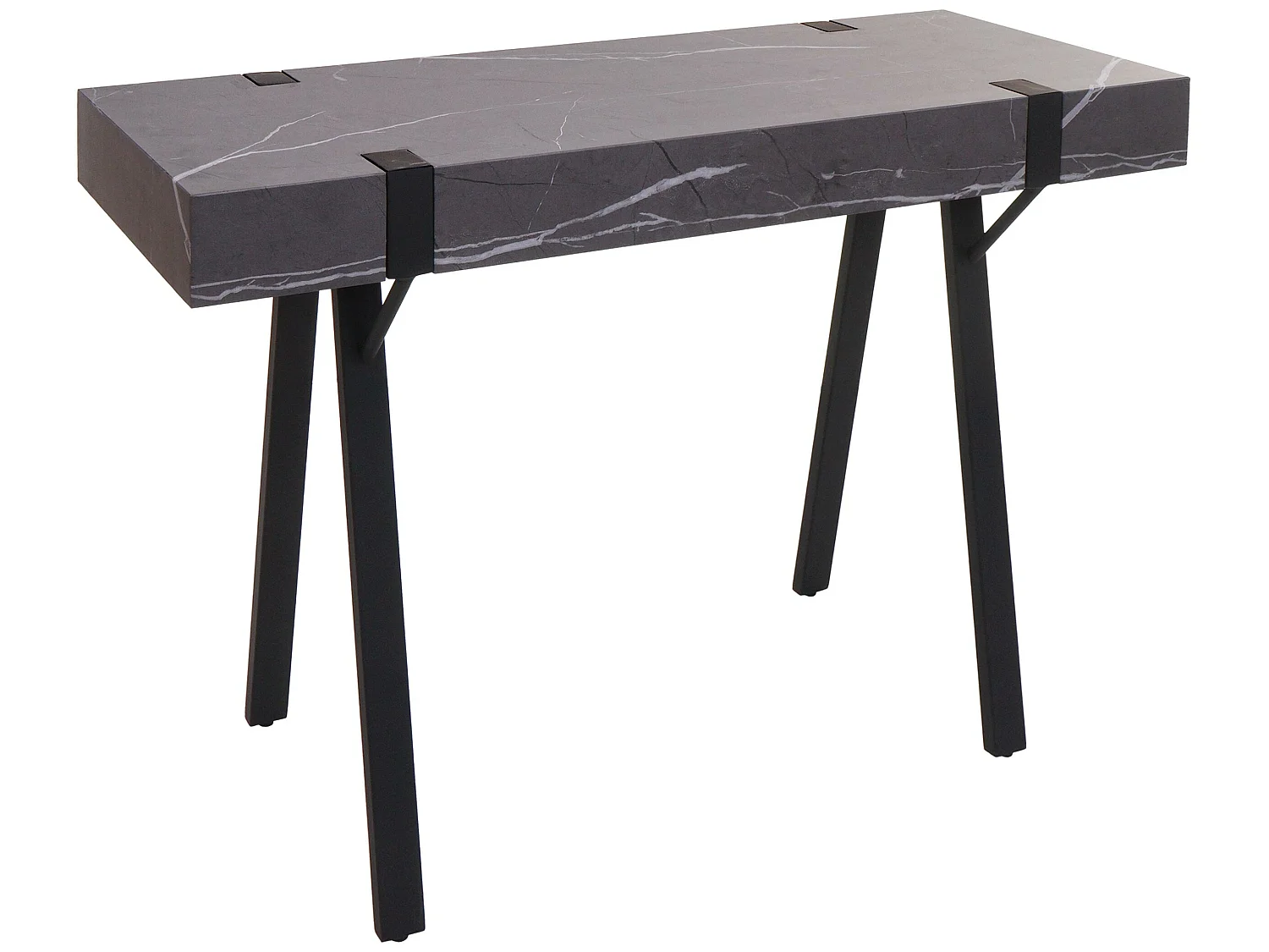 Table console MCW-L54,  aspect marbre gris