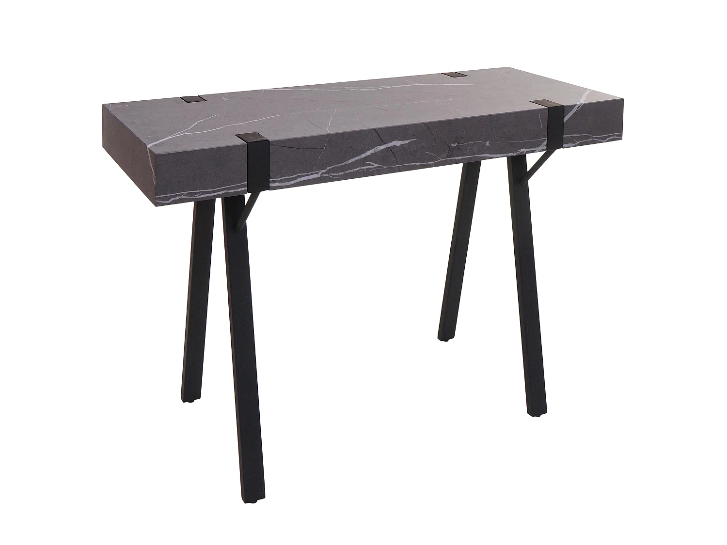 Scrivania consolle tavolo MCW-L54 75x100x40cm ferro verniciato MDF effetto marmo grigio