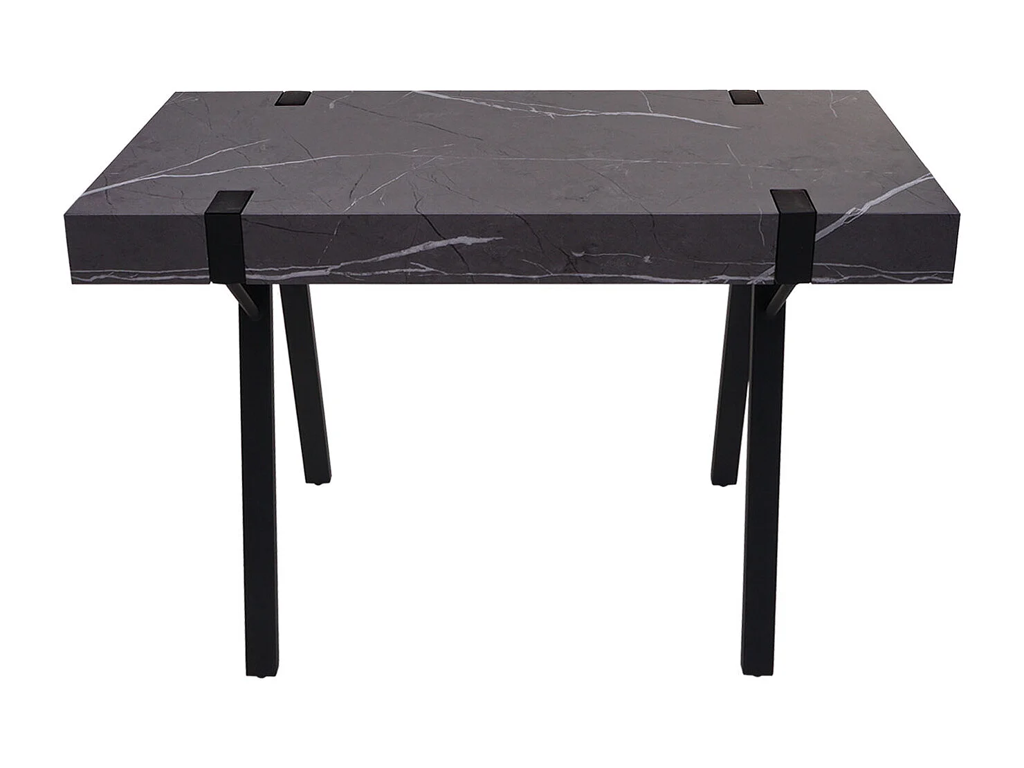 Scrivania consolle tavolo MCW-L54 75x100x40cm ferro verniciato MDF effetto marmo grigio