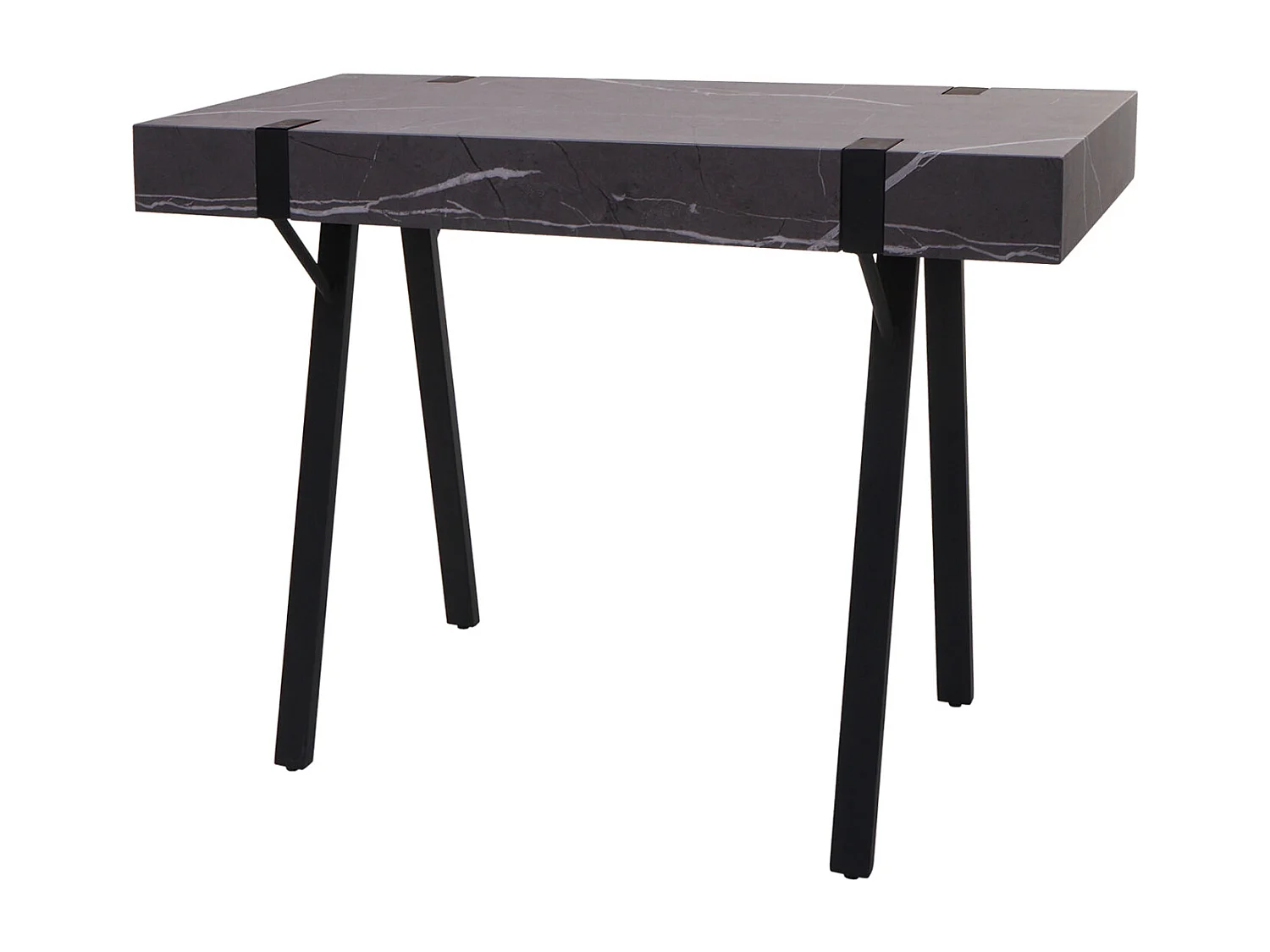 Scrivania consolle tavolo MCW-L54 75x100x40cm ferro verniciato MDF effetto marmo grigio