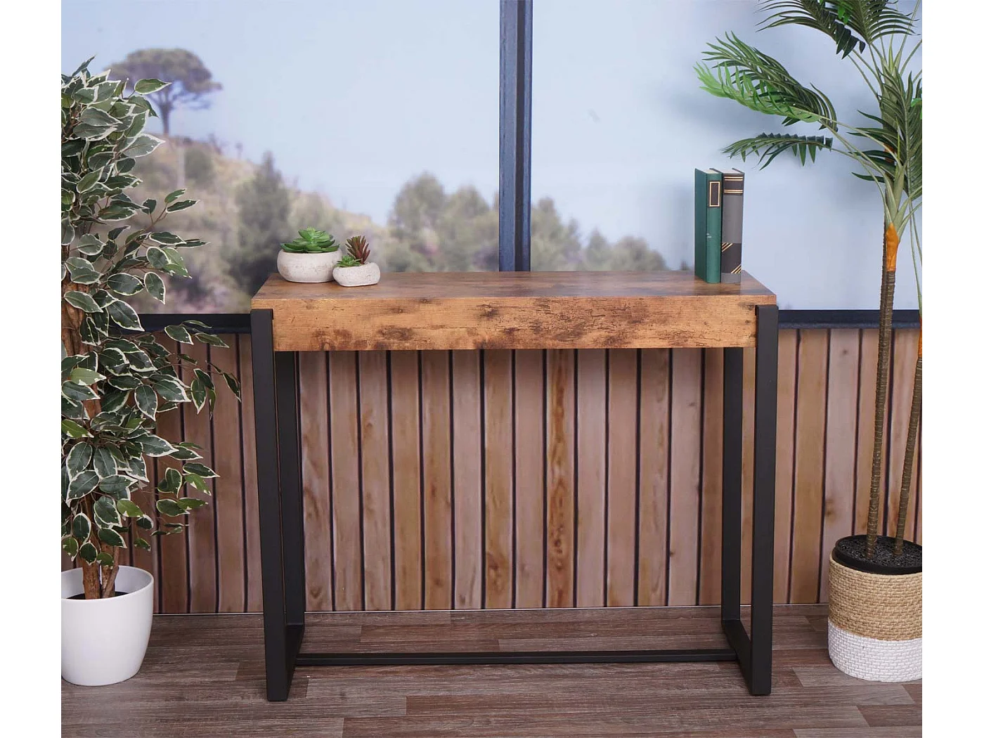 Table console MCW-L53,  chêne sauvage foncé