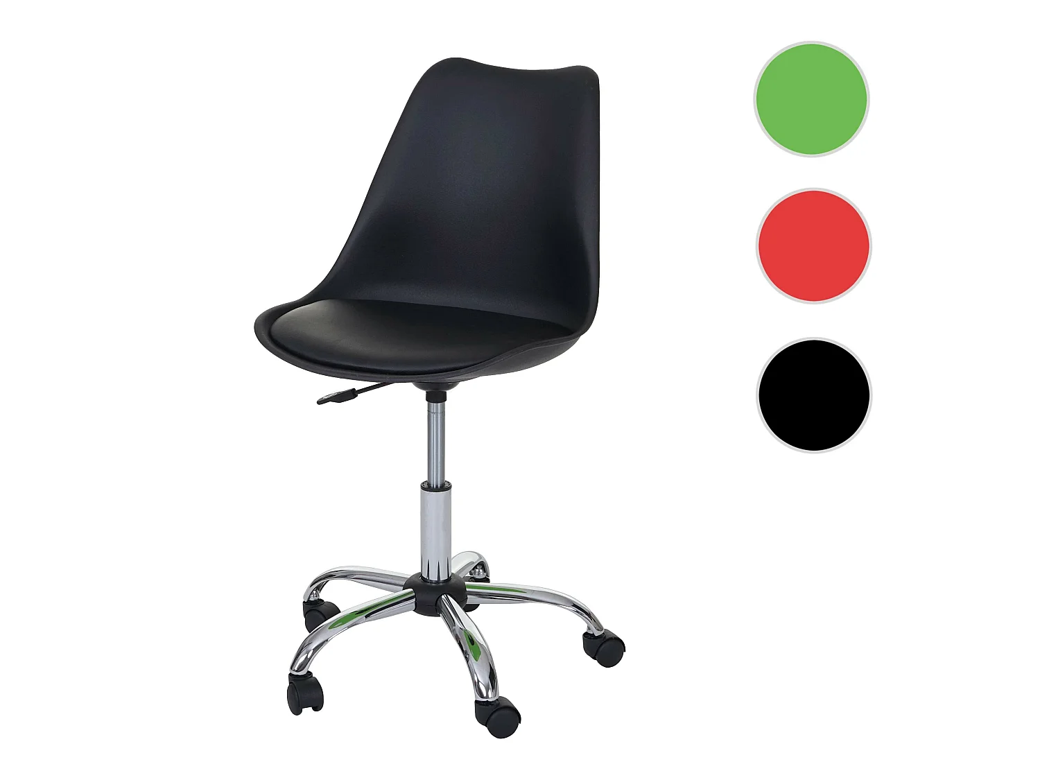 Chaise pivotante MCW-B15,  similicuir, noir
