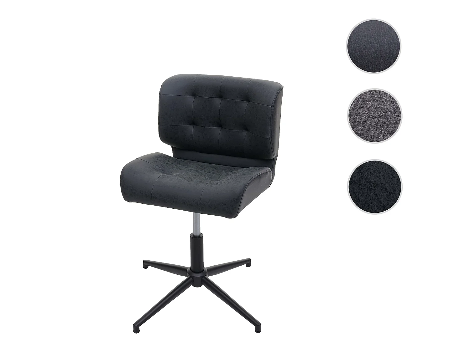 Bureaustoel MCW-H42,  kunstleer vintage donkergrijs, zwart onderstel