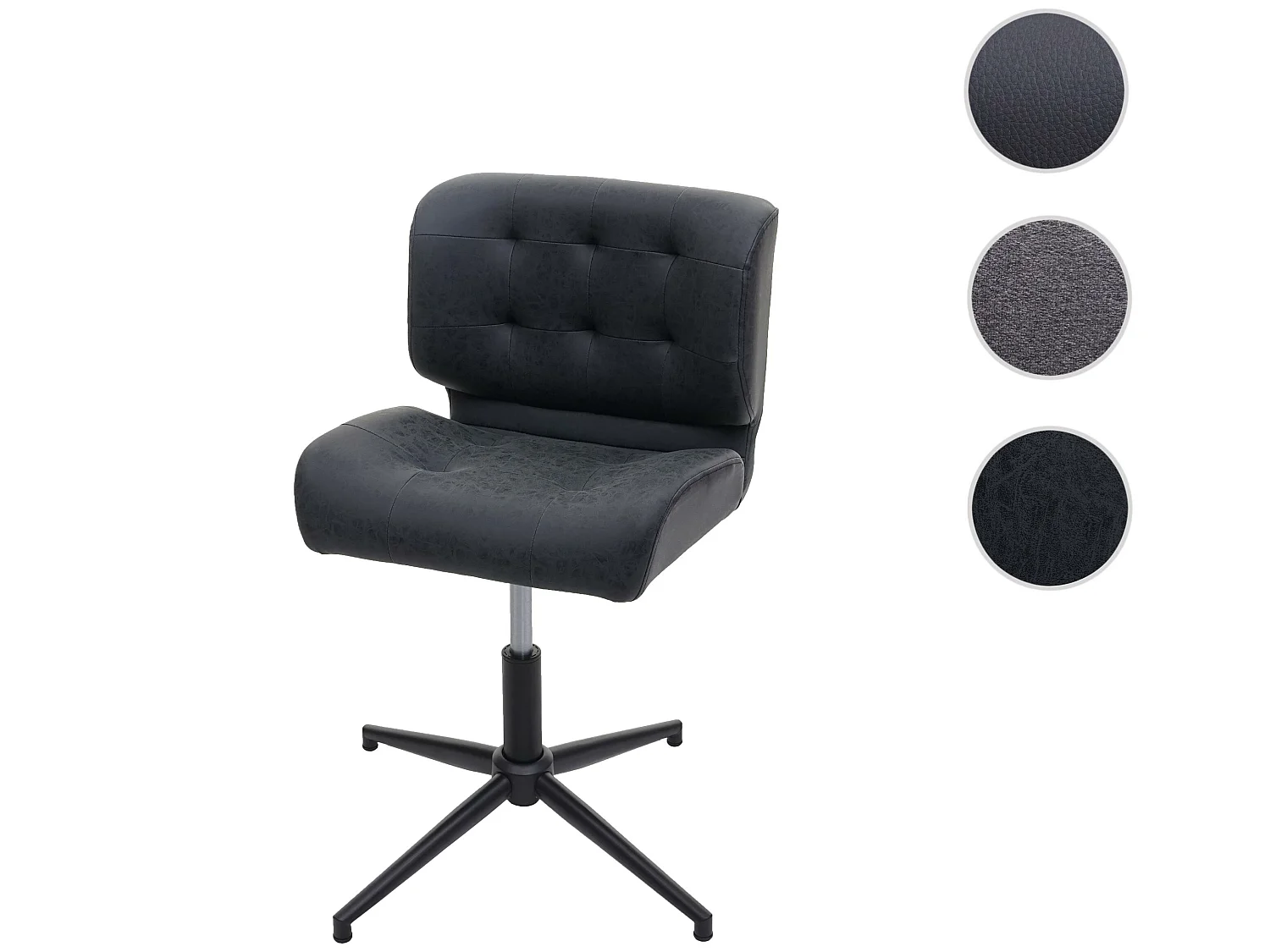 Chaise de bureau MCW-H42,  similicuir vintage gris foncé, pied noir