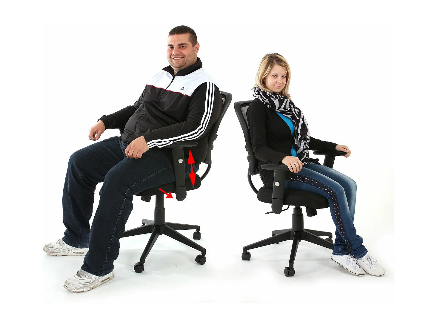 Chaise de bureau professionnelle Chicago tissu/textile,  noir, sans accoudoirs