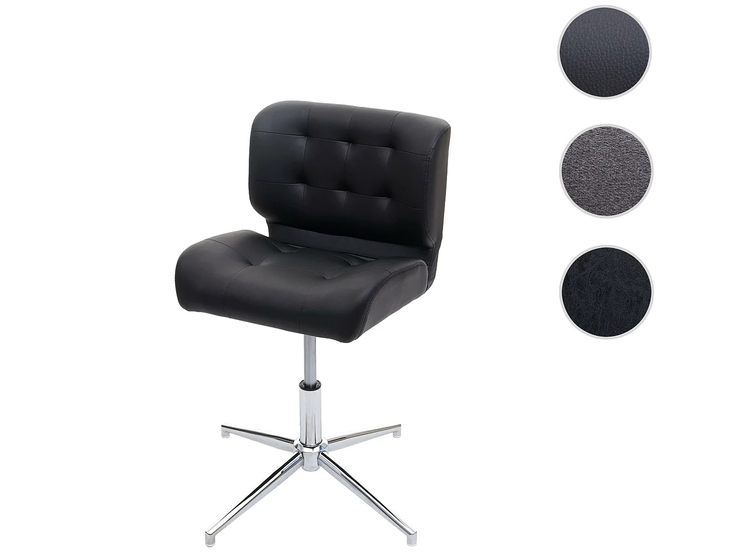 Bürostuhl MCW-H42, Kunstleder schwarz, Chromfuß