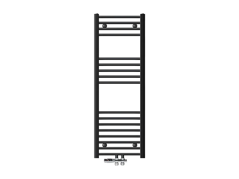 ECD Germany radiador de baño conexión central 400 x 1200 mm antracita recto con termostato y conexión a través del suelo