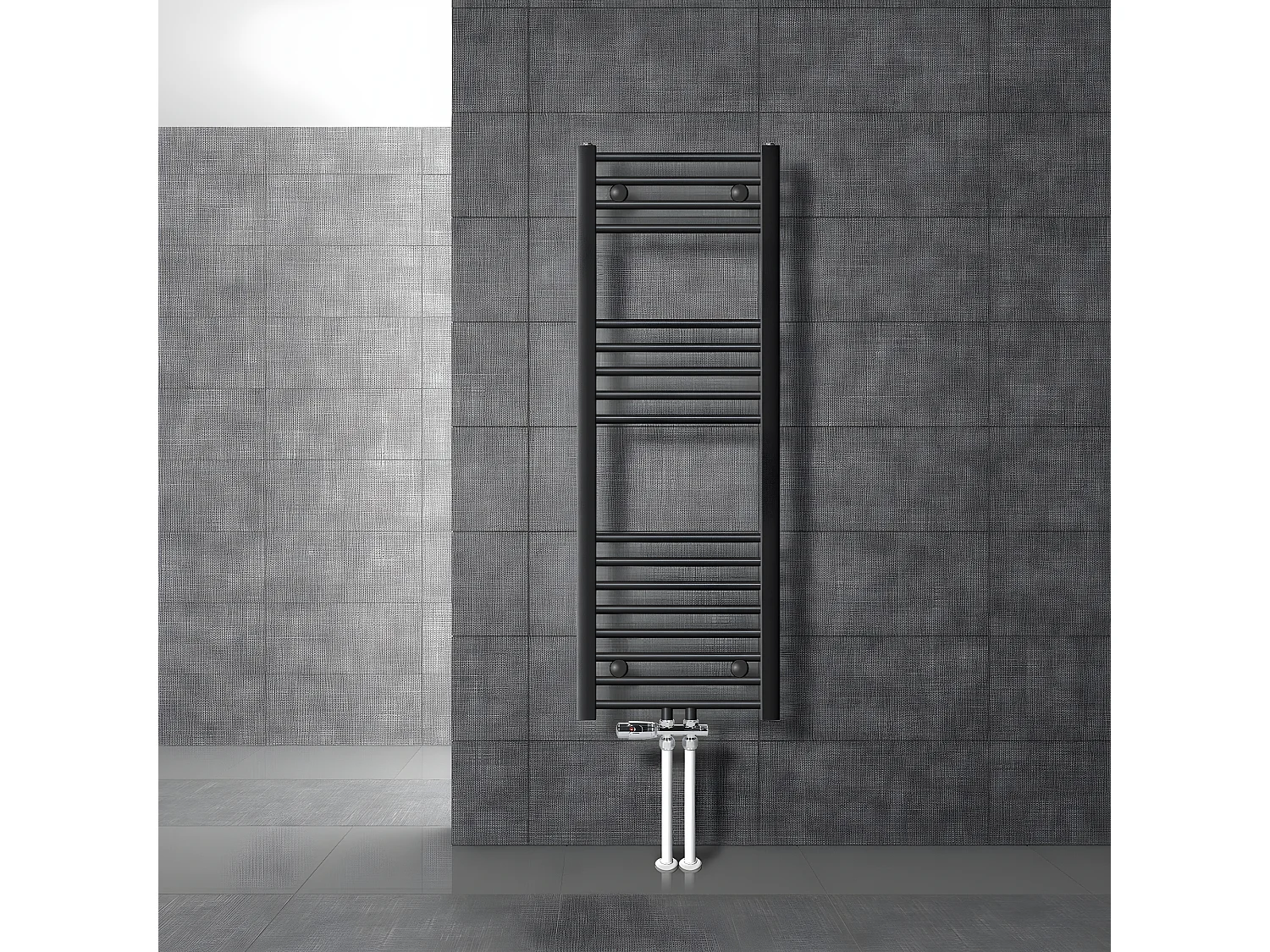 ECD Germany radiateur de salle de bain raccordement central 400 x 1200 mm anthracite droit