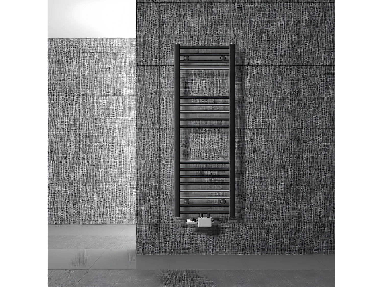 ECD Germany radiador de baño conexión central 400 x 1200 mm antracita recto con termostato