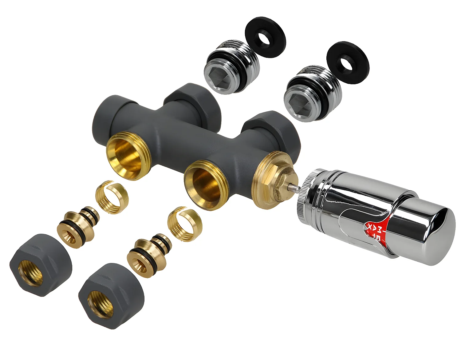 ECD Germany radiador de baño conexión central 400 x 1200 mm antracita recto con termostato