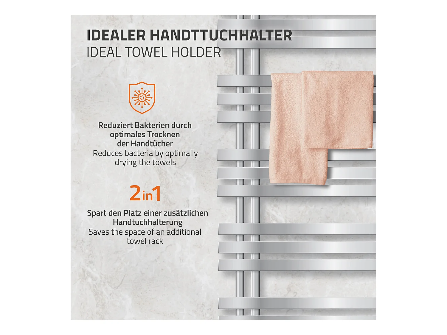 ECD Germany Radiador de baño Calentador de Toallas Radiador 400 x 800 mm Antracita Recto con conexión Central Radiador Secadora Incl. Termostato con paso universal