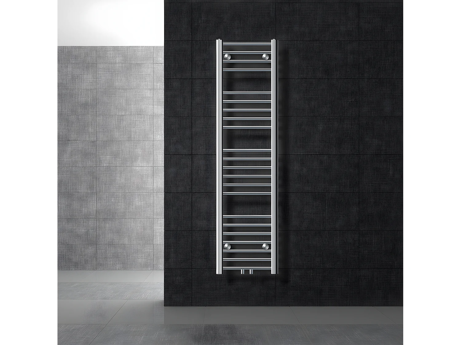 ECD Germany Radiador toallero de baño - 300 x 1400 mm - cromo - recto con conexión central - secador de toallas  Radiador moderno