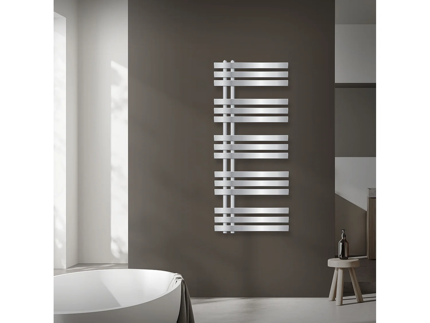 ECD Germany Radiador de Diseño Radiador Toallero Radiador de Calefacción 500 x 1200 Cromo con Calefactor de 900W