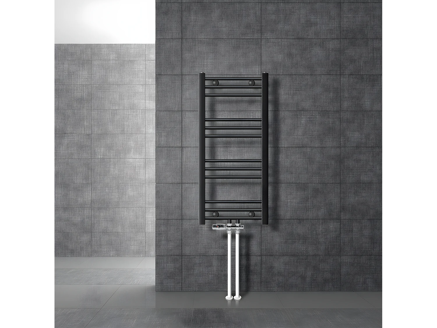 ECD Germany Radiador de baño Calentador de Toallas Radiador 400 x 800 mm Antracita Recto con conexión Central Radiador Secadora Incl. Termostato con paso al suelo