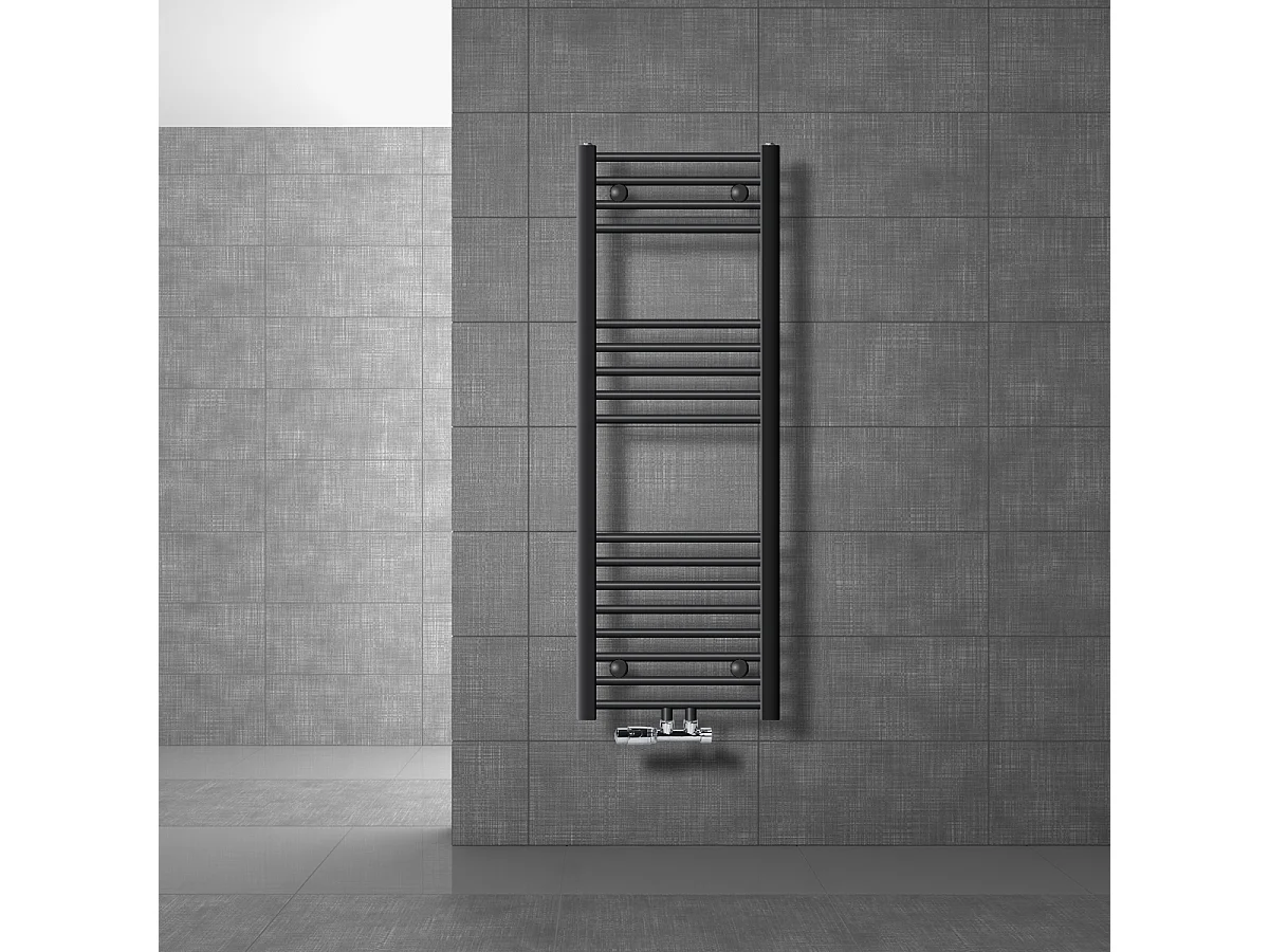 Radiateur Salle de Bain 400x1200 mm Anthracite Droite Raccord Central au Bas