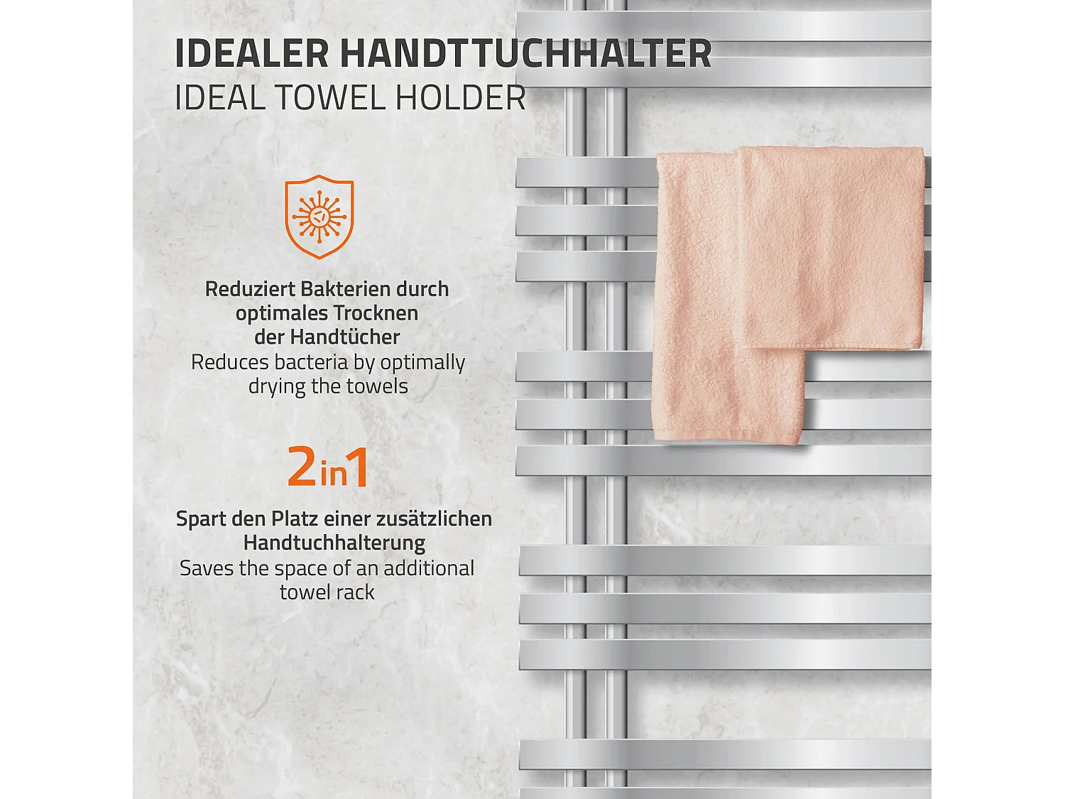 Radiador De Baño, Ecd Alemania, Modelo Iron Em, Cromo, 500 X 1200 Mm, Secador De Toallas, Termostático