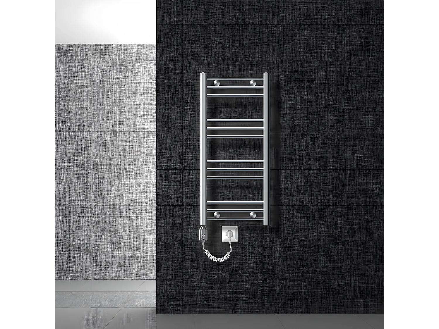 ECD Germany Radiador eléctrico de toallas - 400 x 800 mm - Cromo - curvado - con conexión lateral - Calentador de toallas Secador de toallas 600W