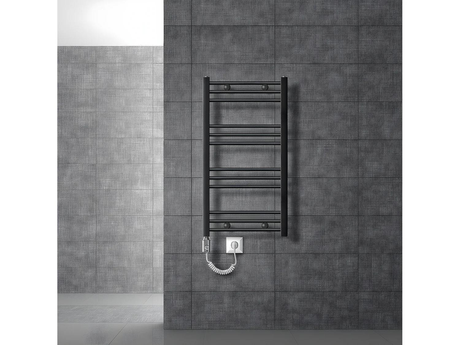 Radiateur Sèche-serviettes Électrique ECO 500x800 mm, Anthracite, Radiateur Courbé