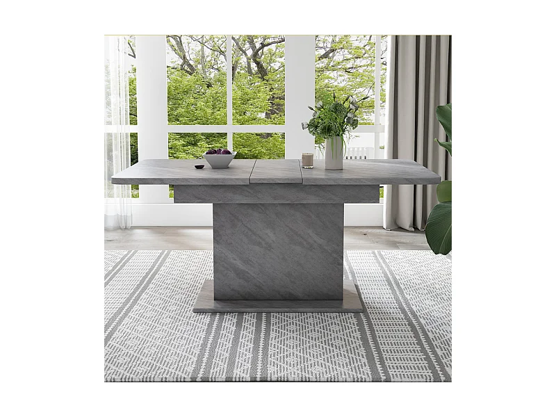 Mesa de comedor extensible moderna con almacenamiento debajo - Gris