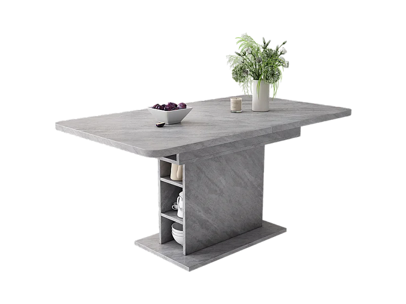 Moderne uitschuifbare eettafel met opbergruimte eronder - Grijs