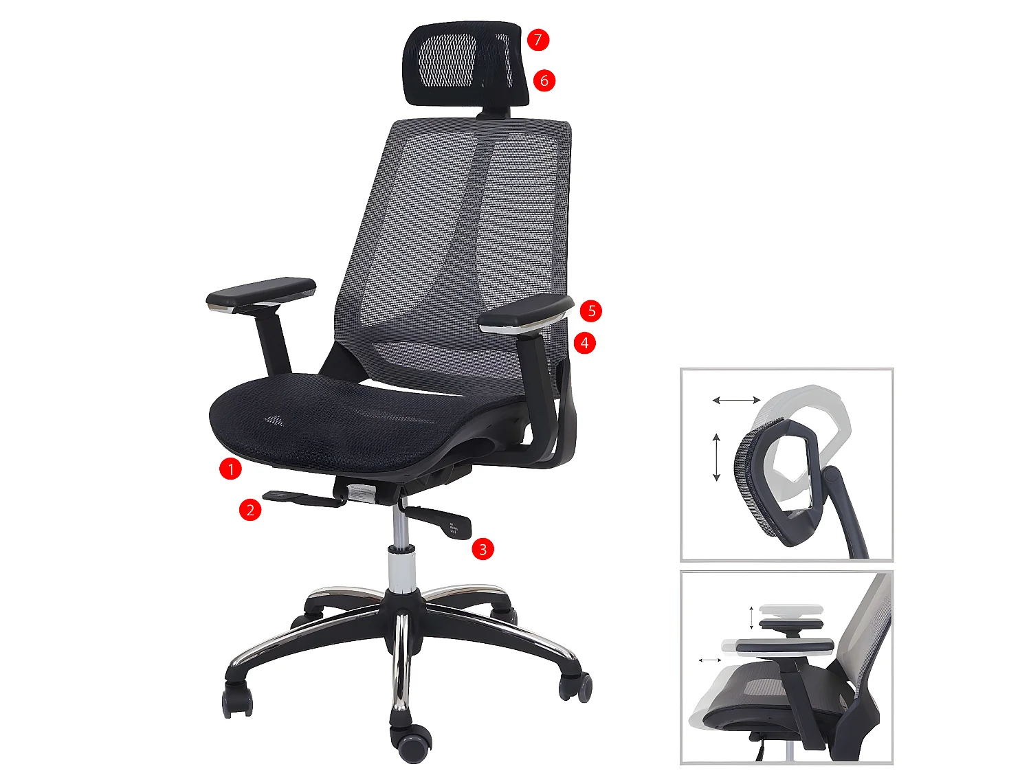 Bureaustoel MCW-A59,  zwart/grijs