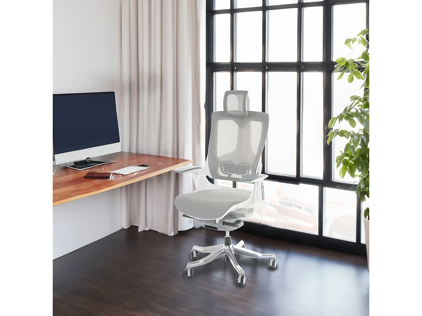 Chaise de bureau MERRYFAIR Adelaide,  blanc/gris