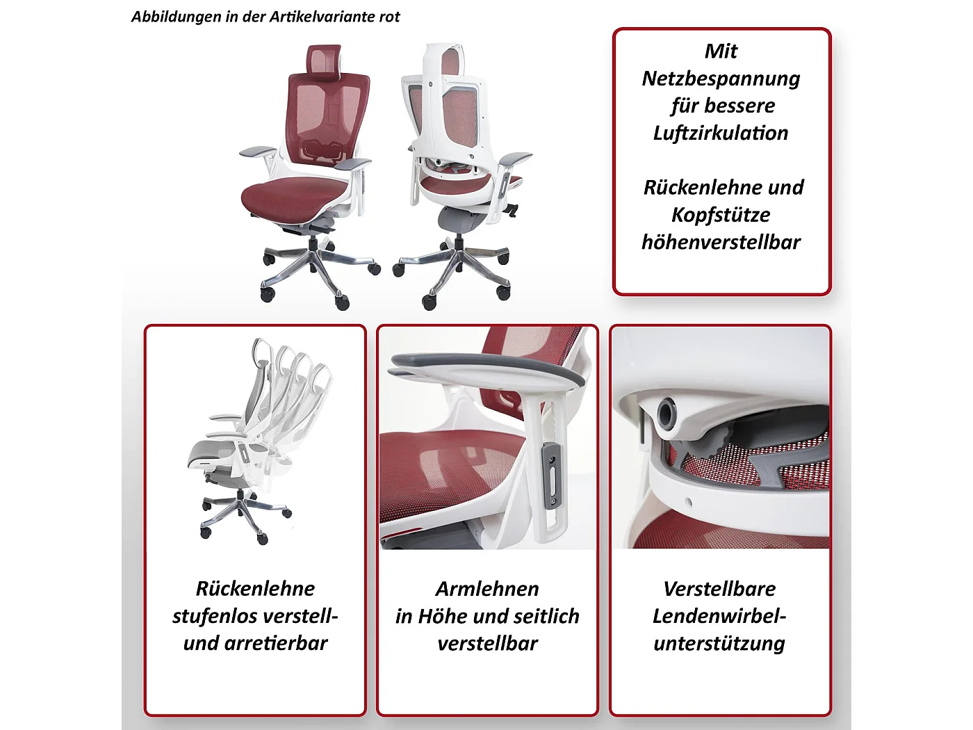 Chaise de bureau MERRYFAIR Adelaide,  blanc/gris