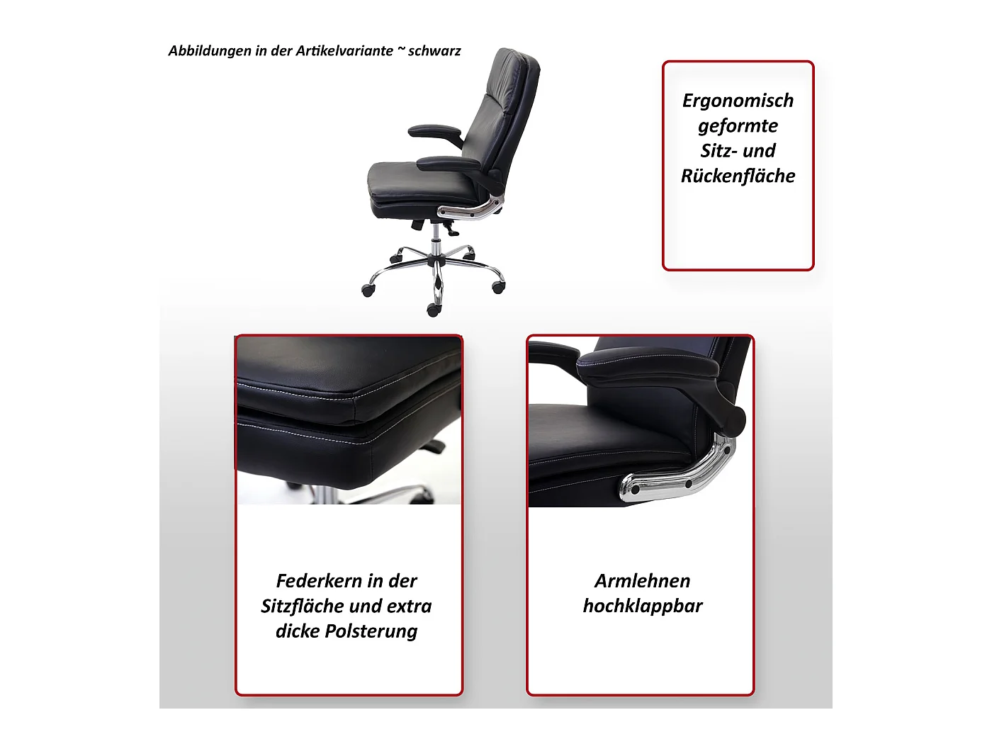 Bureaustoel MCW-F83,  zwart