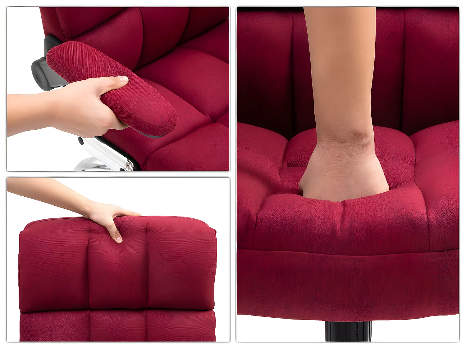 Krzesło biurowe MCW-J21,  tkanina/tekstylia czerwone wino