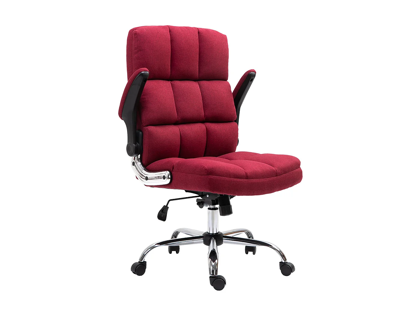 Chaise de bureau MCW-J21,  tissu/textile rouge-vin