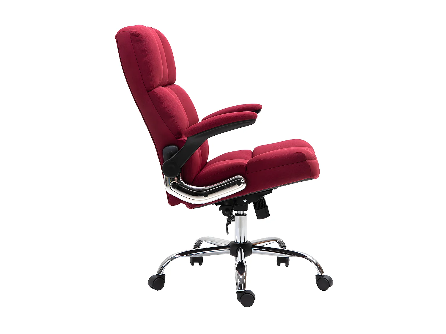 Chaise de bureau MCW-J21,  tissu/textile rouge-vin