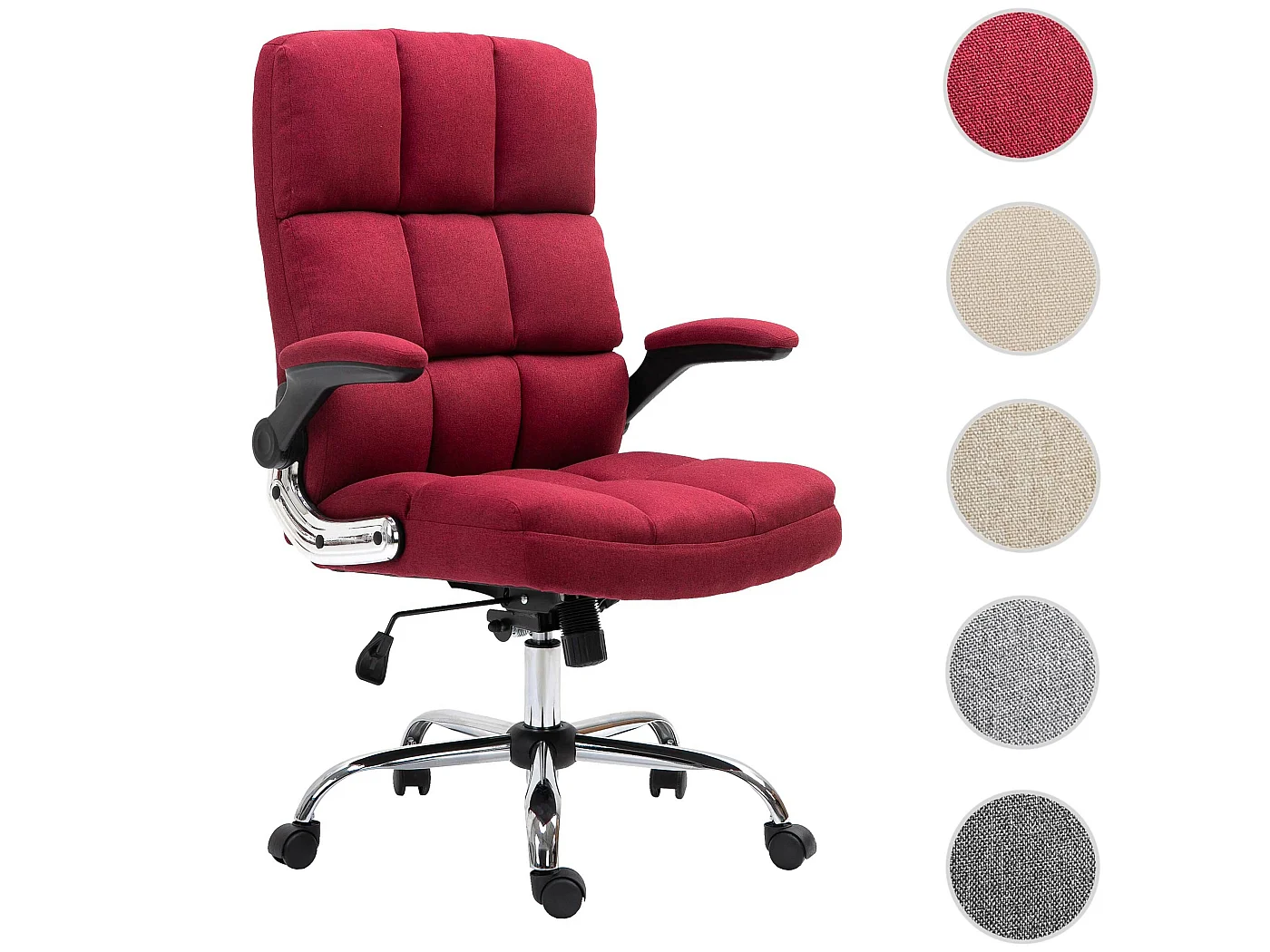 Chaise de bureau MCW-J21,  tissu/textile rouge-vin