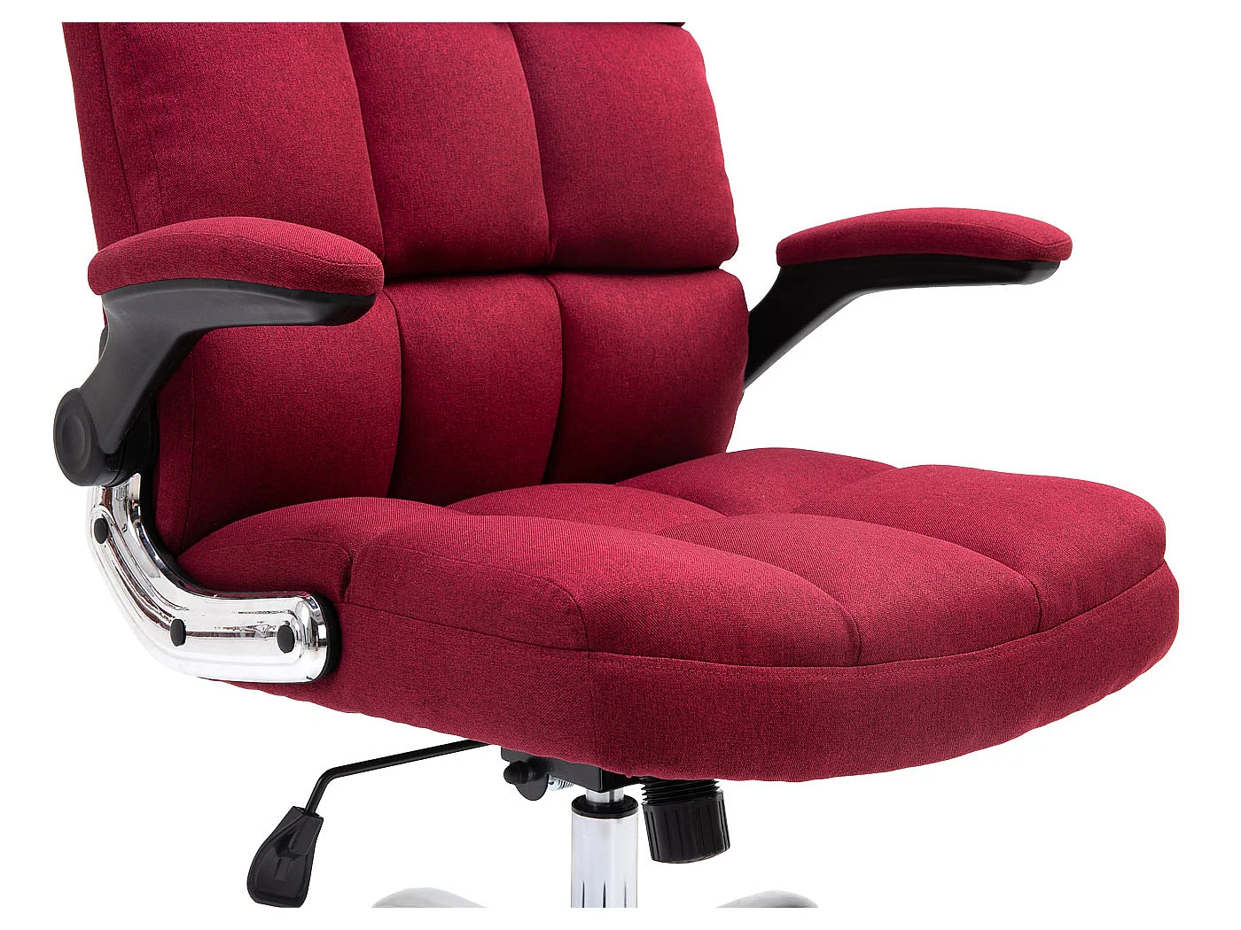 Chaise de bureau MCW-J21,  tissu/textile rouge-vin