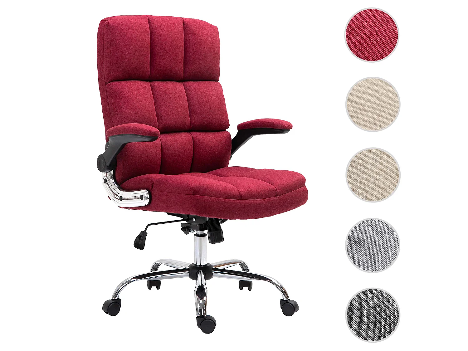 Chaise de bureau MCW-J21,  tissu/textile rouge-vin