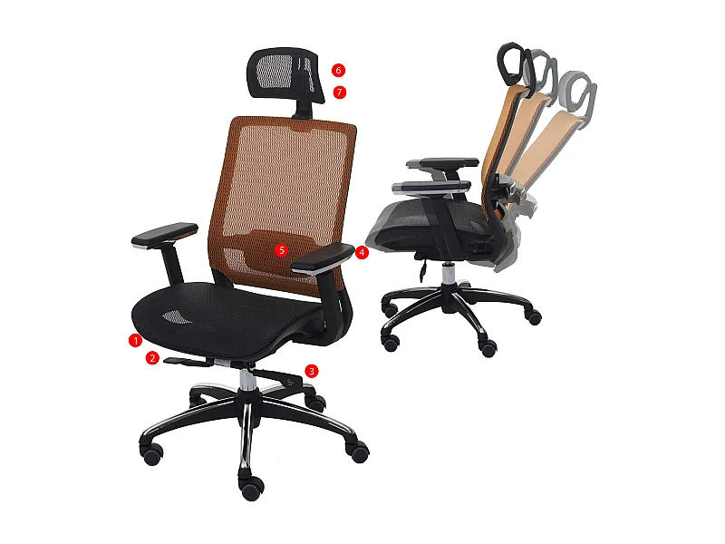 Silla de oficina MCW-A20,  negro/naranja