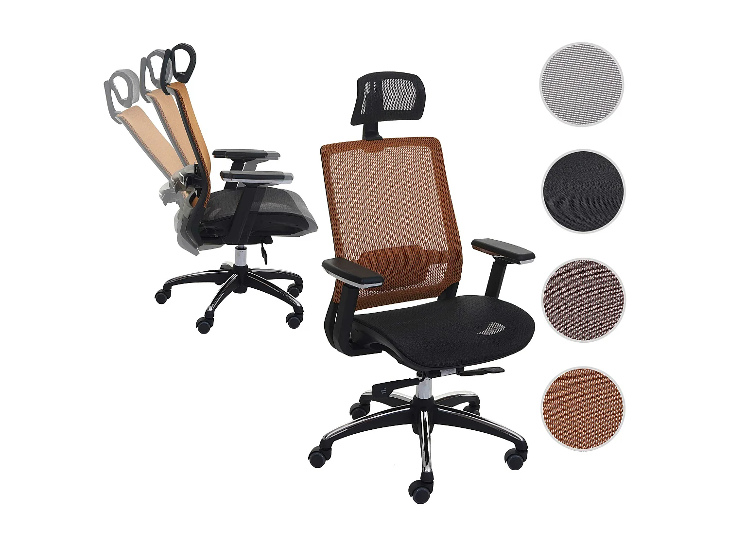 Krzesło biurowe MCW-A20,  czarny/pomarańczowy