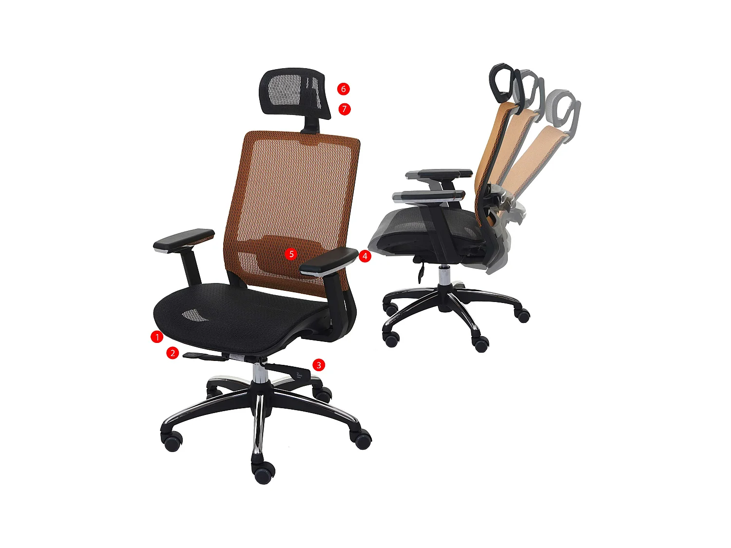 Chaise de bureau MCW-A20,  noir/orange