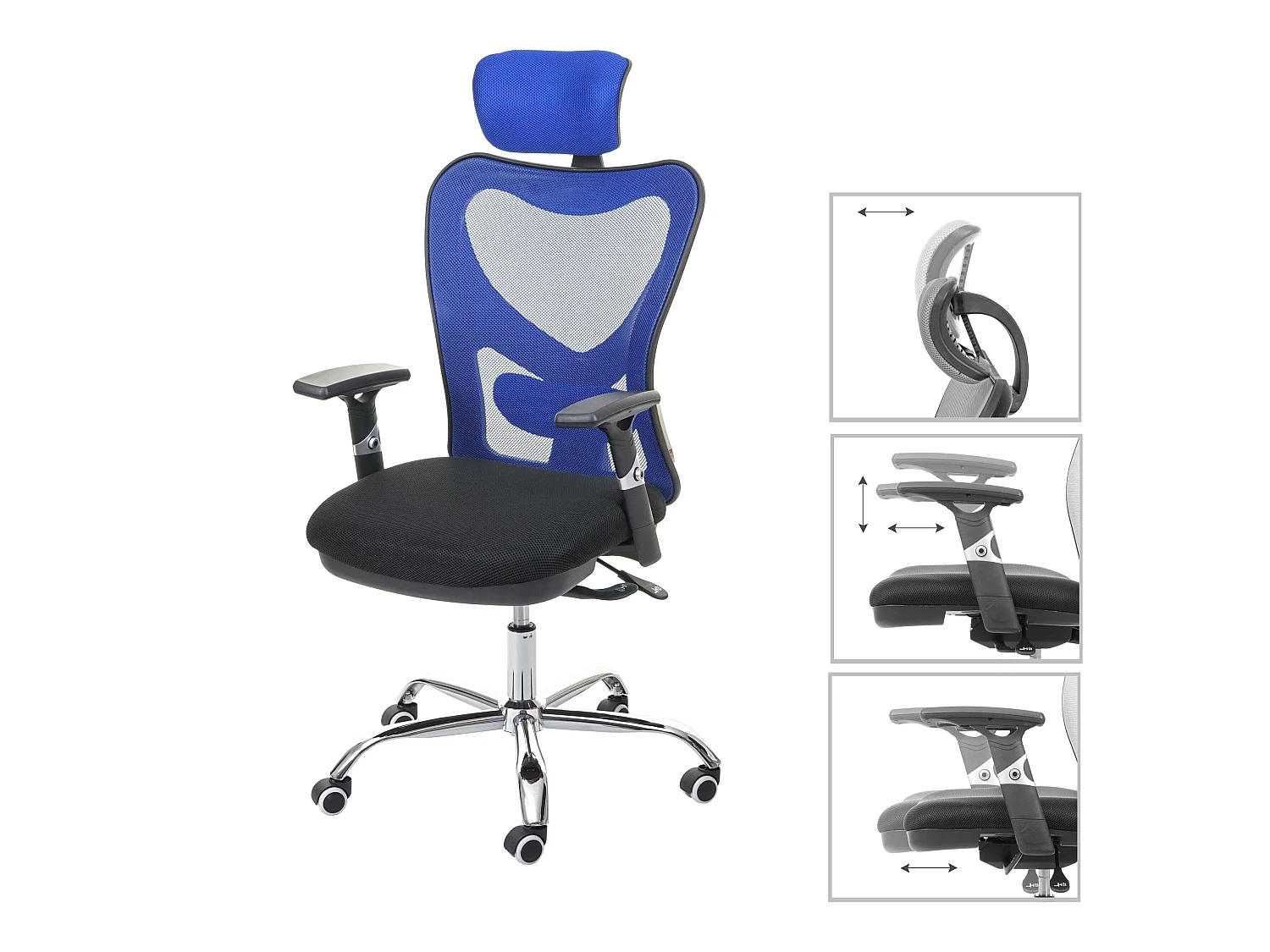 Bureaustoel MCW-F13,  zwart/blauw