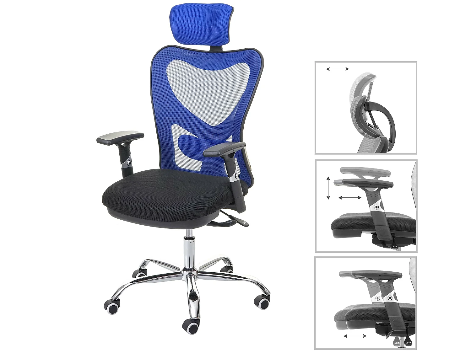 Bureaustoel MCW-F13,  zwart/blauw