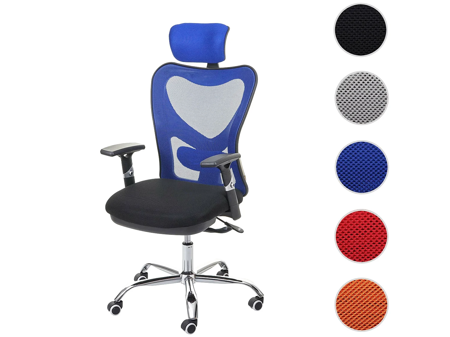 Bureaustoel MCW-F13,  zwart/blauw