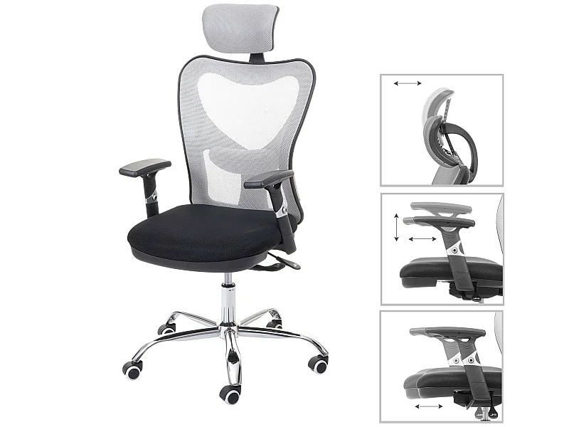 Chaise de bureau MCW-F13,  noir/gris