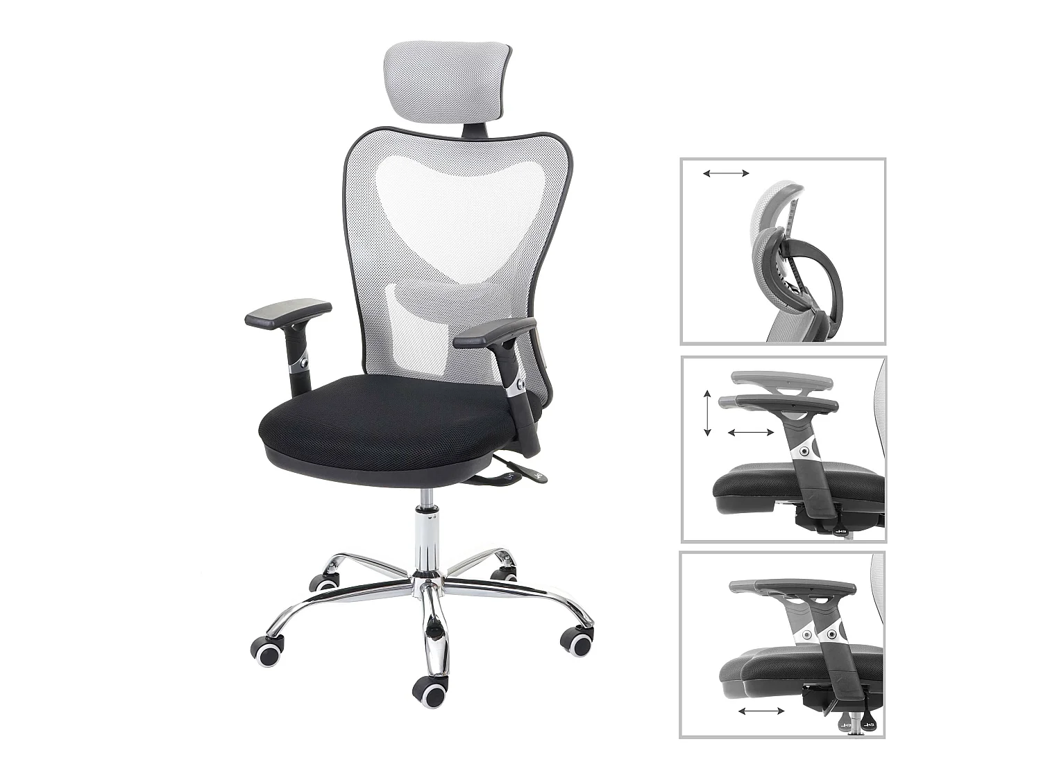 Chaise de bureau MCW-F13,  noir/gris
