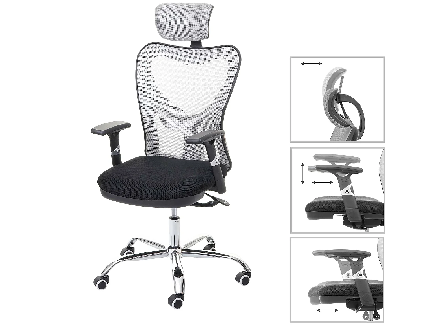 Krzesło biurowe MCW-F13,  czarny/szary