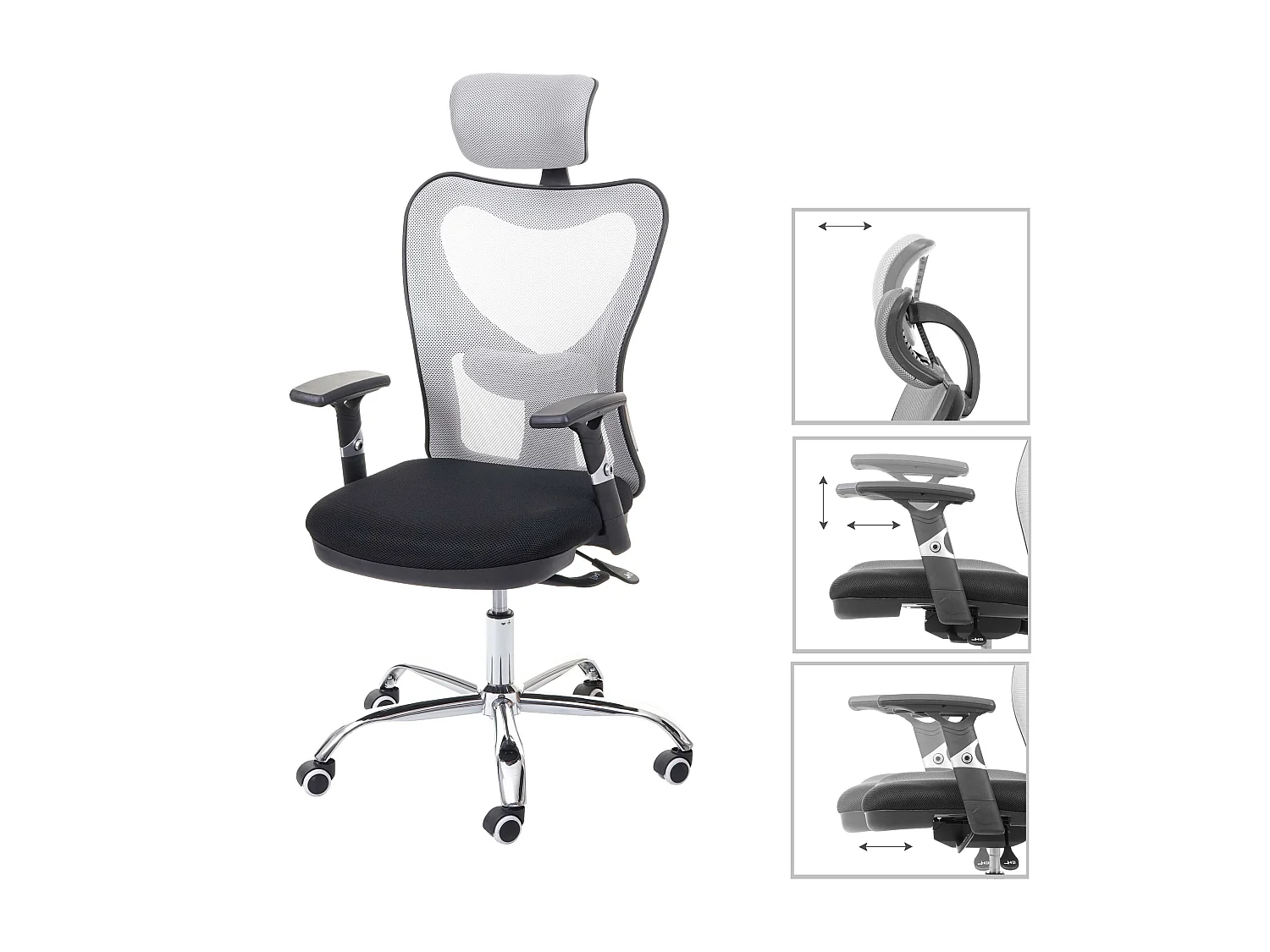 Krzesło biurowe MCW-F13,  czarny/szary