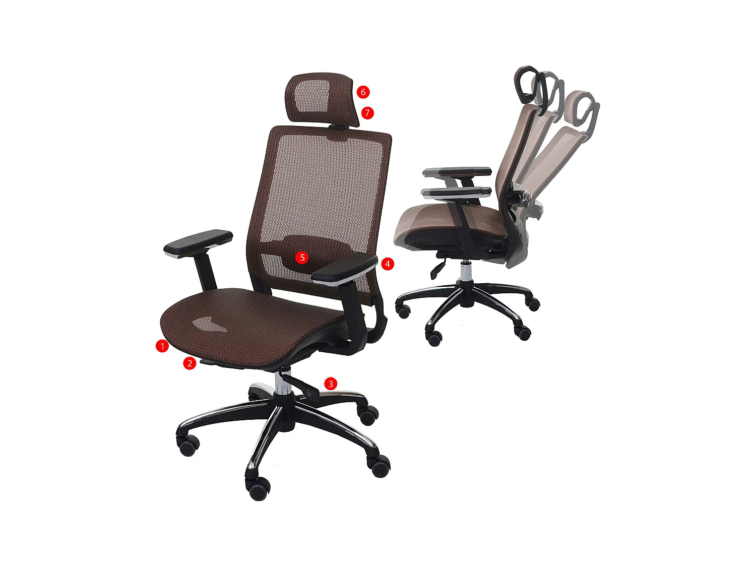 Chaise de bureau MCW-A20,  brun rouge