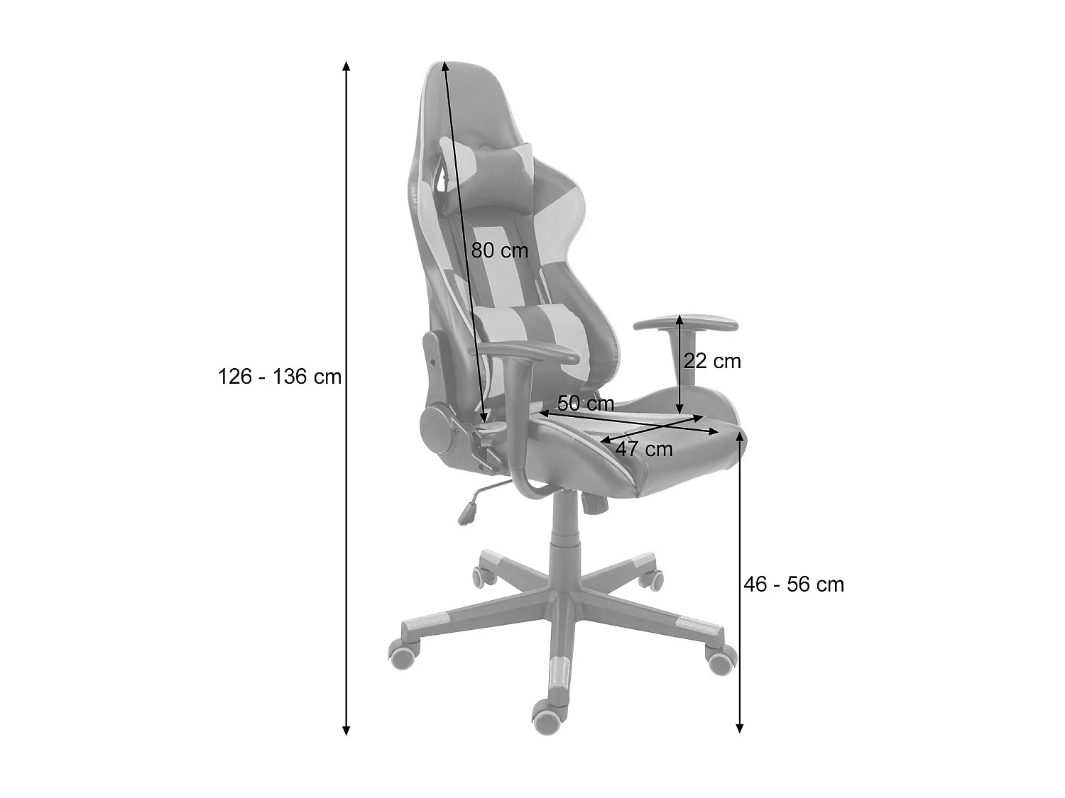 Chaise de bureau MCW-F84,  noir/gris