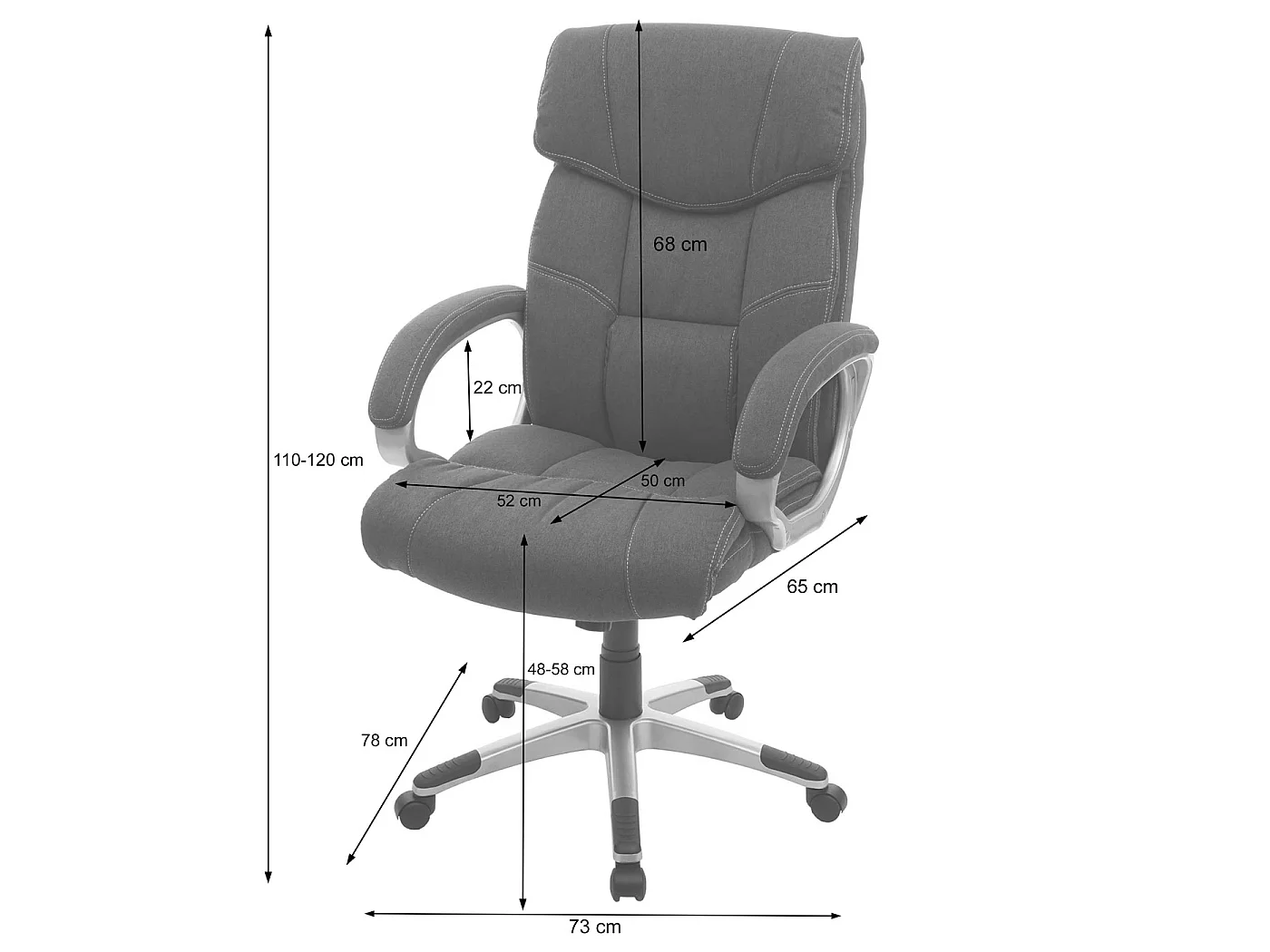 Silla de oficina MCW-A71,  gris topo