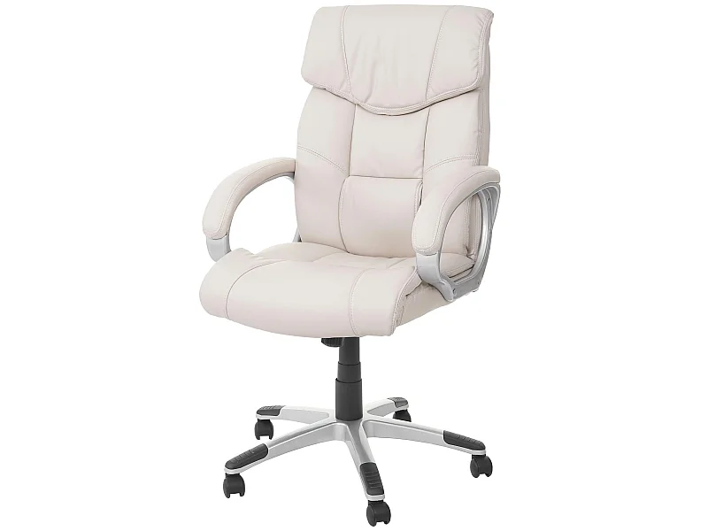 Poltrona sedia ufficio girevole regolabile MCW-A71 design moderno ecopelle avorio