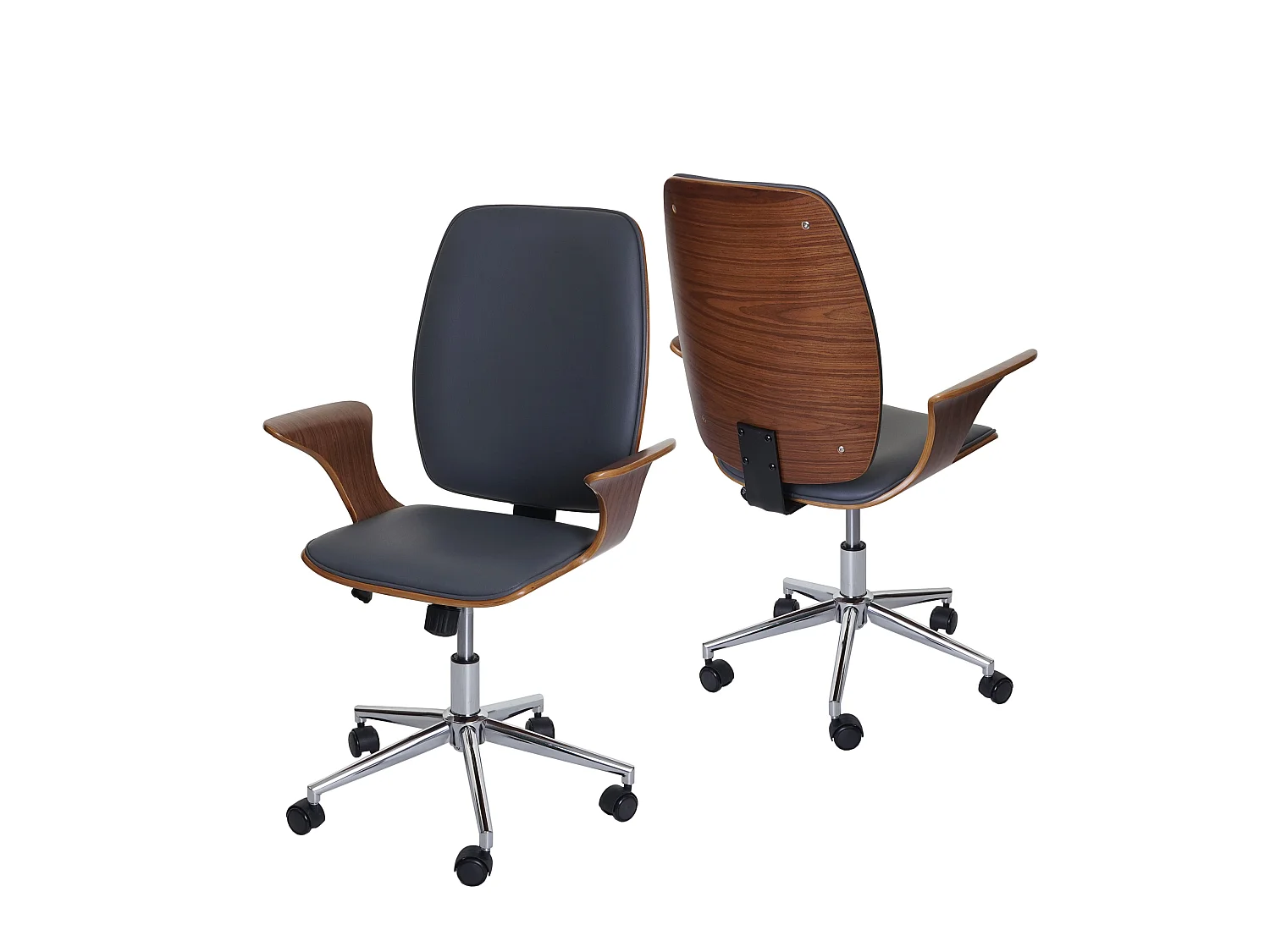 Chaise de bureau MCW-C54,  aspect noyer, revêtement gris